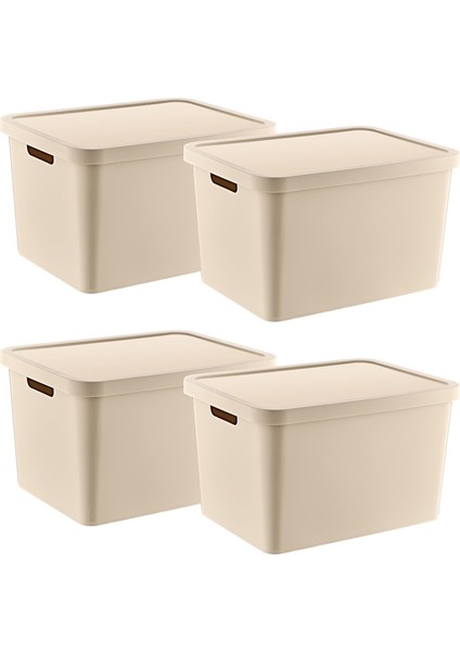 4'lü Set Stafi Çok Amaçlı Kapaklı Kutu 18 Lt -, Çok Amaçlı Kapaklı Kutu, Ev-Ofis-Depo Için, Kapaklı Saklama Kutusu