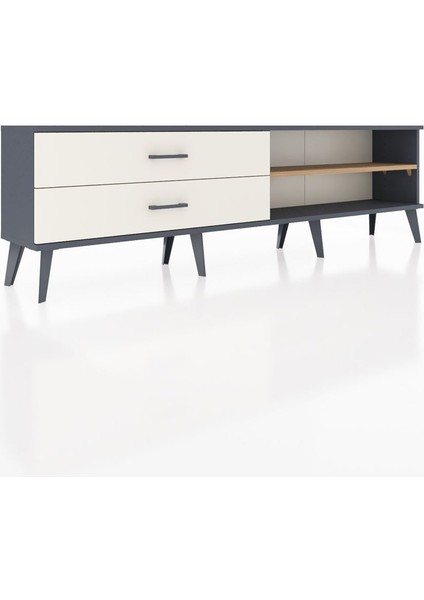 Arges Tv Ünitesi Tek Raflı 2 Çekmeceli 176X30X51 Antrasit-Çam/aytaşı fiyatları