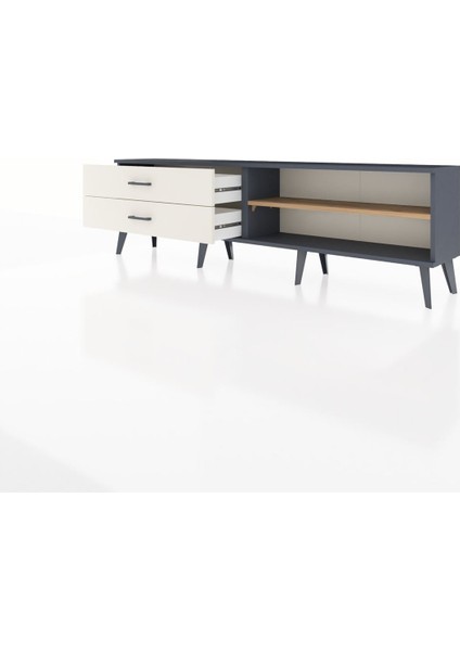 Arges Tv Ünitesi Tek Raflı 2 Çekmeceli 176X30X51 Antrasit-Çam/aytaşı modelleri