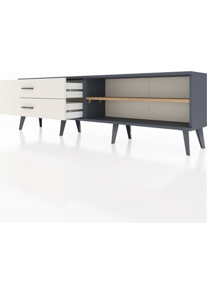 Arges Tv Ünitesi Tek Raflı 2 Çekmeceli 176X30X51 Antrasit-Çam/aytaşı fırsatları