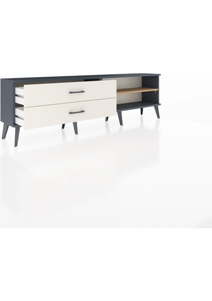 Arges Tv Ünitesi Tek Raflı 2 Çekmeceli 176X30X51 Antrasit-Çam/aytaşı indirimleri