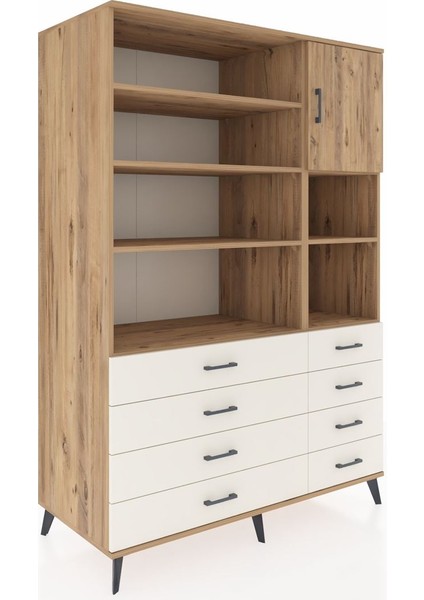 Kronos Dolap 8 Raflı 8 Çekmeceli Tek Kapaklı 132X59X195 Çam-Çam/aytaşı fiyatları