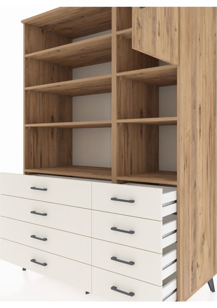 Kronos Dolap 8 Raflı 8 Çekmeceli Tek Kapaklı 132X59X195 Çam-Çam/aytaşı fırsatları
