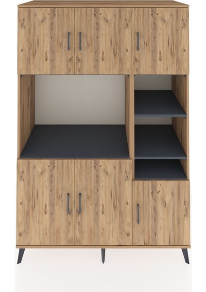 Kronos Dolap 10 Raflı 6 Kapaklı 132X59X195 Çam-Çam/antrasit