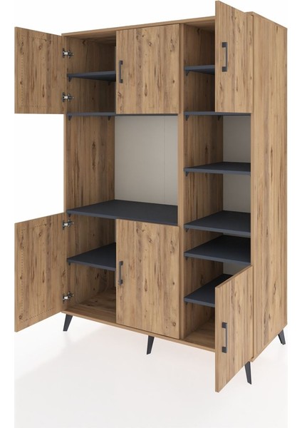 Kronos Dolap 10 Raflı 6 Kapaklı 132X59X195 Çam-Çam/antrasit modelleri