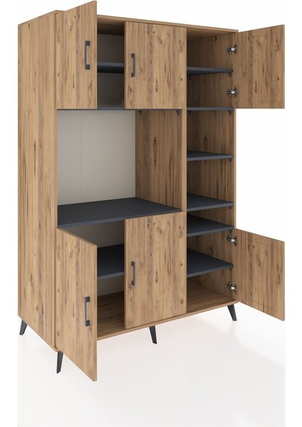 Kronos Dolap 10 Raflı 6 Kapaklı 132X59X195 Çam-Çam/antrasit indirimleri