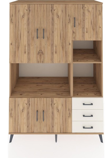 Kronos Dolap 9 Raflı 3 Çekmeceli 5 Kapaklı 132X59X195 Çam-Çam/aytaşı