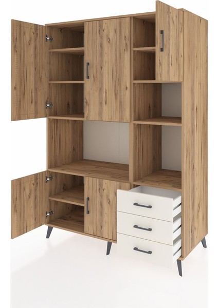 Kronos Dolap 9 Raflı 3 Çekmeceli 5 Kapaklı 132X59X195 Çam-Çam/aytaşı modelleri