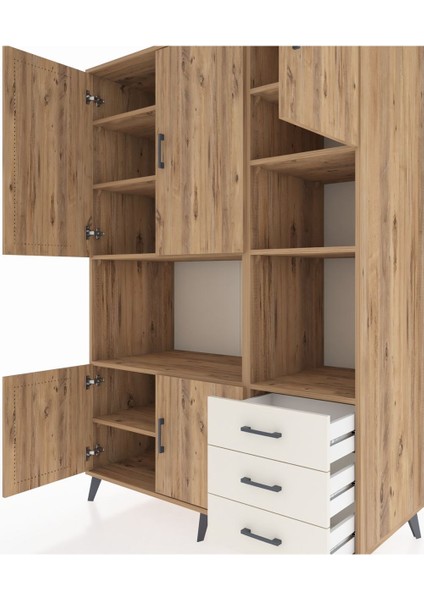Kronos Dolap 9 Raflı 3 Çekmeceli 5 Kapaklı 132X59X195 Çam-Çam/aytaşı fırsatları