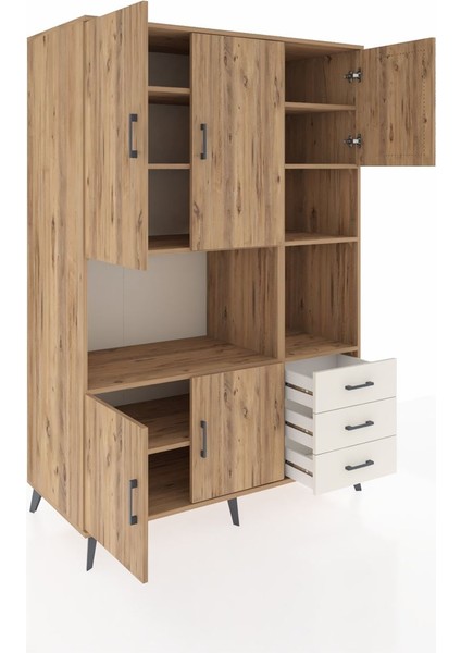 Kronos Dolap 9 Raflı 3 Çekmeceli 5 Kapaklı 132X59X195 Çam-Çam/aytaşı indirimleri