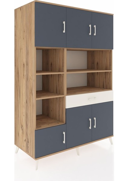 Kronos Dolap 10 Raflı Tek Çekmeceli 6 Kapaklı 132X59X195 Çam-Antrasit/aytaşı fiyatları