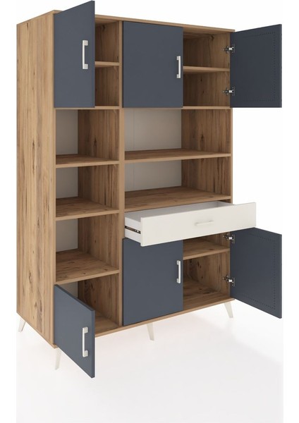 Kronos Dolap 10 Raflı Tek Çekmeceli 6 Kapaklı 132X59X195 Çam-Antrasit/aytaşı indirimleri