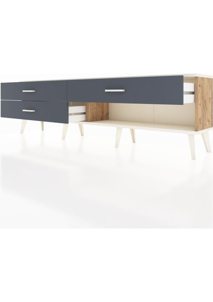 Arges Tv Ünitesi 3 Çekmeceli 176X30X51 Çam-Aytaşı/antrasit fırsatları
