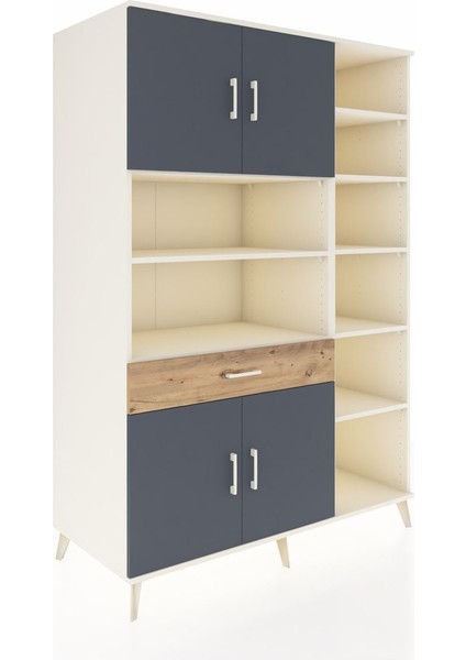 Kronos Dolap 10 Raflı Tek Çekmeceli 4 Kapaklı 132X59X195 Aytaşı-Antrasit/çam fiyatları