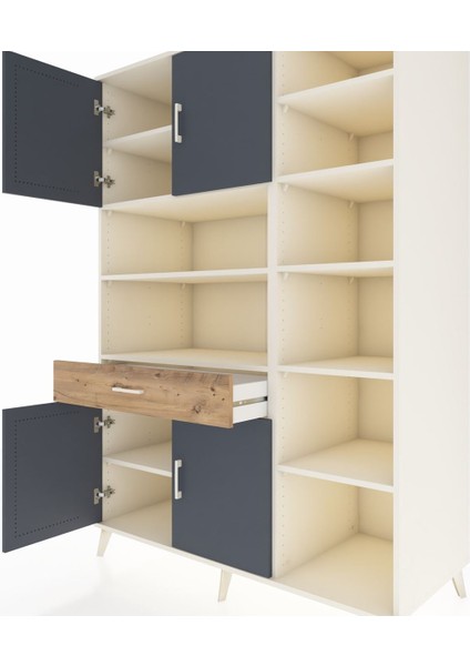 Kronos Dolap 10 Raflı Tek Çekmeceli 4 Kapaklı 132X59X195 Aytaşı-Antrasit/çam fırsatları