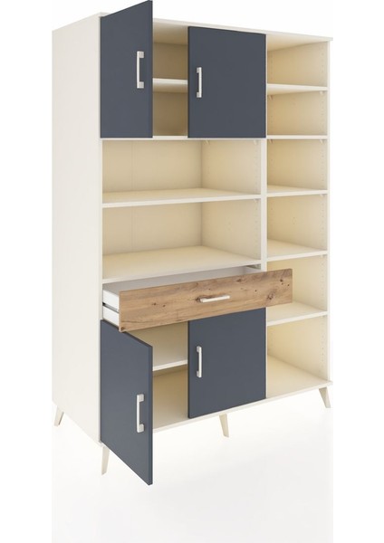 Kronos Dolap 10 Raflı Tek Çekmeceli 4 Kapaklı 132X59X195 Aytaşı-Antrasit/çam indirimleri