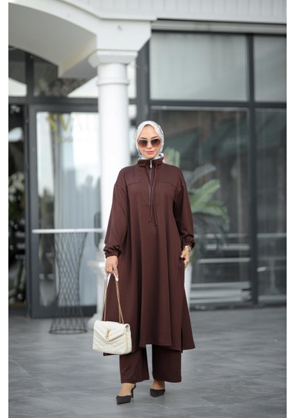 Tesettür Feza Takım Kahverengi