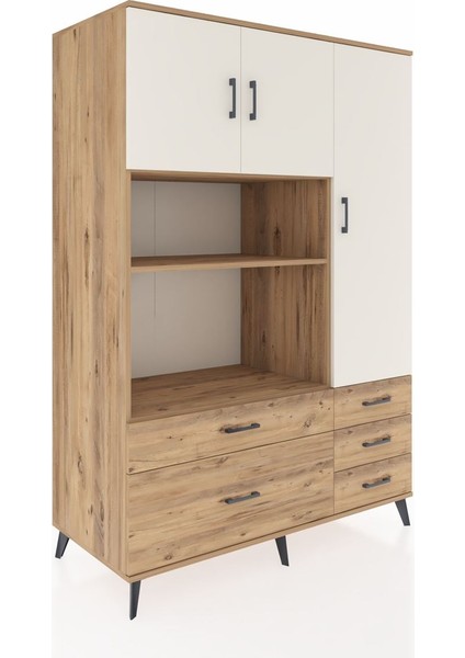 Kronos Dolap 7 Raflı 5 Çekmeceli 3 Kapaklı 132X59X195 Çam-Aytaşı/çam fiyatları