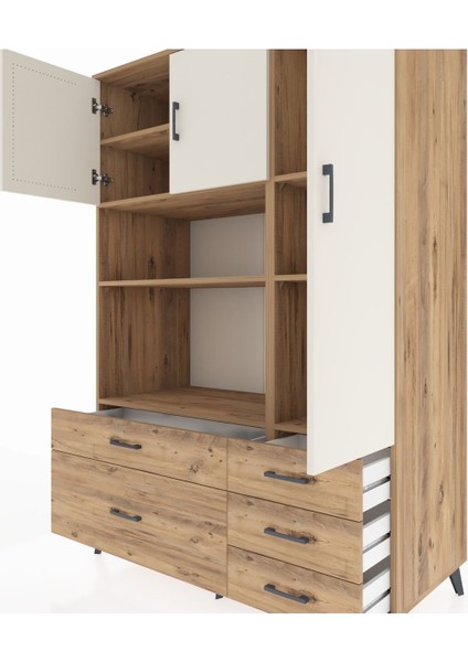 Kronos Dolap 7 Raflı 5 Çekmeceli 3 Kapaklı 132X59X195 Çam-Aytaşı/çam fırsatları