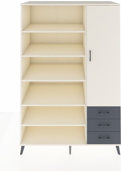 Kronos Dolap 9 Raflı 3 Çekmeceli Tek Kapaklı 132X59X195 Aytaşı-Aytaşı/antrasit