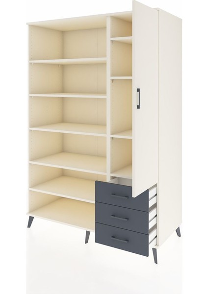 Kronos Dolap 9 Raflı 3 Çekmeceli Tek Kapaklı 132X59X195 Aytaşı-Aytaşı/antrasit modelleri