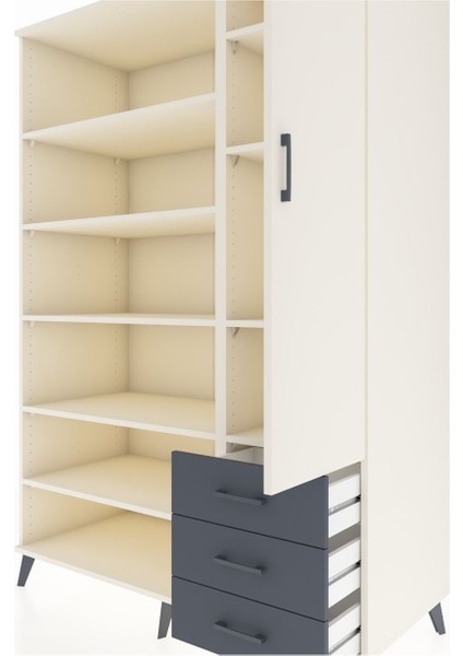 Kronos Dolap 9 Raflı 3 Çekmeceli Tek Kapaklı 132X59X195 Aytaşı-Aytaşı/antrasit fırsatları