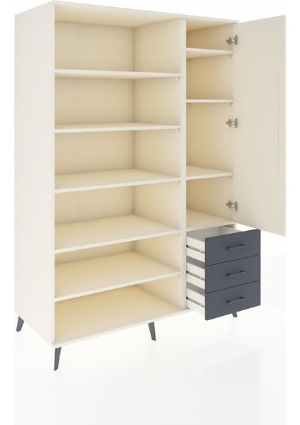 Kronos Dolap 9 Raflı 3 Çekmeceli Tek Kapaklı 132X59X195 Aytaşı-Aytaşı/antrasit indirimleri