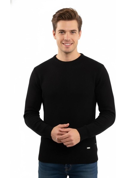 Erkek Sıfır Yaka Kazak Petek Örgü Klasik Kalıp 5243C BGL-ST04859