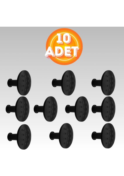 Noktalı Düğme Çekmece Dolap Kapak Kulpu Kulbu Mat Siyah Metal Daire Kulp ( 10 Adet )