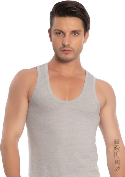 Erkek Ribana Atlet 6'lı Paket Beyaz %100 Pamuk 05