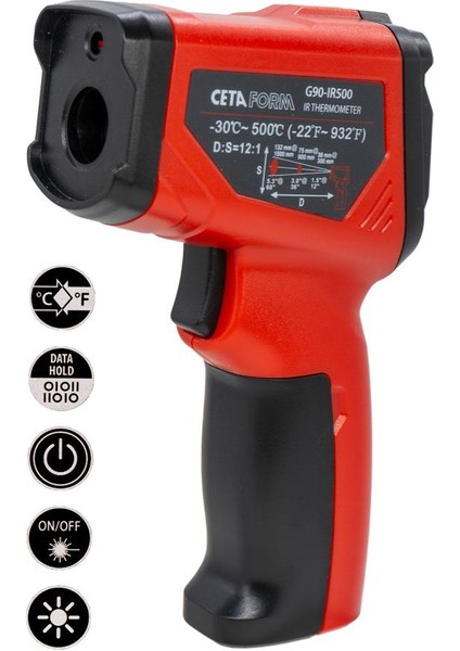 G90-IR500 Infrared Termometre Sıcaklık Ölçüm Lazer