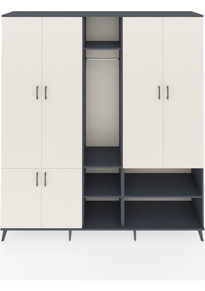 Hyperion Dolap 15 Raflı 5 Kapaklı Tek Askılı 220X44X243 Antrasit-Aytaşı/antrasit