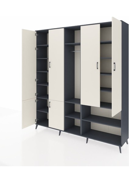 Hyperion Dolap 15 Raflı 5 Kapaklı Tek Askılı 220X44X243 Antrasit-Aytaşı/antrasit modelleri