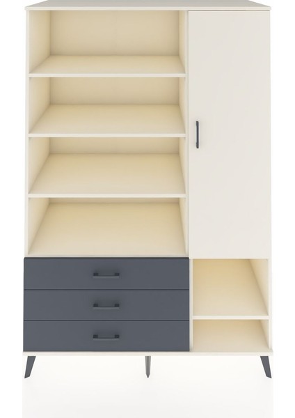 Kronos Dolap 9 Raflı 3 Çekmeceli Tek Kapaklı 132X59X195 Aytaşı-Aytaşı/antrasit