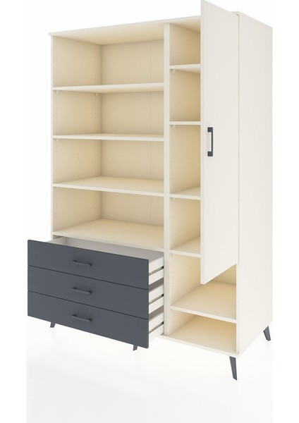 Kronos Dolap 9 Raflı 3 Çekmeceli Tek Kapaklı 132X59X195 Aytaşı-Aytaşı/antrasit modelleri