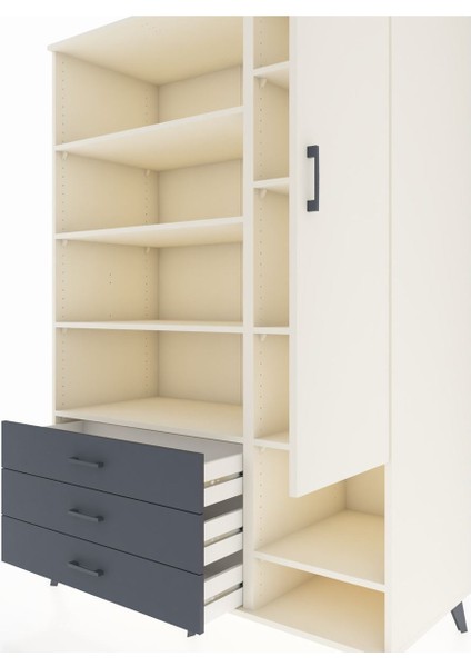 Kronos Dolap 9 Raflı 3 Çekmeceli Tek Kapaklı 132X59X195 Aytaşı-Aytaşı/antrasit fırsatları