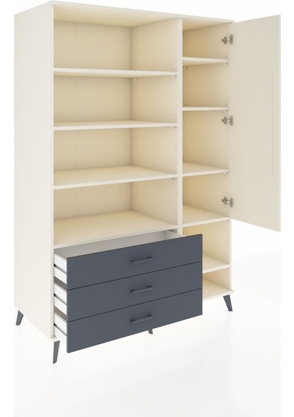 Kronos Dolap 9 Raflı 3 Çekmeceli Tek Kapaklı 132X59X195 Aytaşı-Aytaşı/antrasit indirimleri