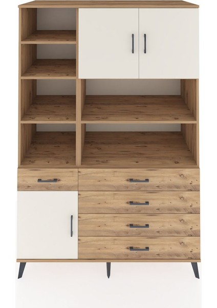 Kronos Dolap 9 Raflı 5 Çekmeceli 3 Kapaklı 132X59X195 Çam-Aytaşı/çam