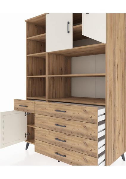 Kronos Dolap 9 Raflı 5 Çekmeceli 3 Kapaklı 132X59X195 Çam-Aytaşı/çam fırsatları
