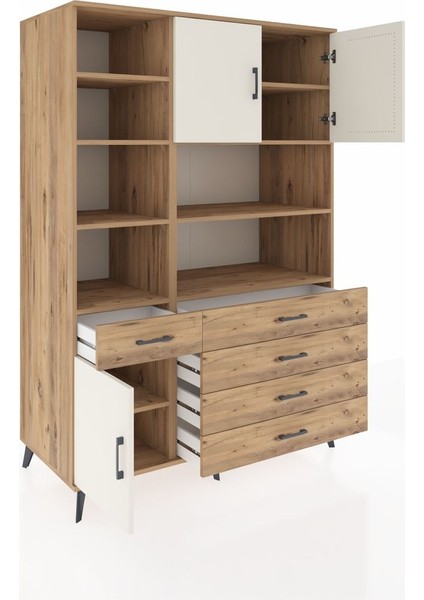 Kronos Dolap 9 Raflı 5 Çekmeceli 3 Kapaklı 132X59X195 Çam-Aytaşı/çam indirimleri