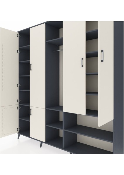 Hyperion Dolap 15 Raflı 5 Kapaklı Tek Askılı 220X44X243 Antrasit-Aytaşı/antrasit fırsatları