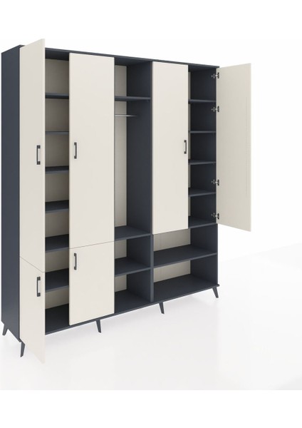 Hyperion Dolap 15 Raflı 5 Kapaklı Tek Askılı 220X44X243 Antrasit-Aytaşı/antrasit indirimleri