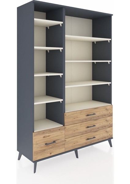 Hyperion Dolap 9 Raflı 4 Çekmeceli 132X44X195 Antrasit-Aytaşı/çam fiyatları