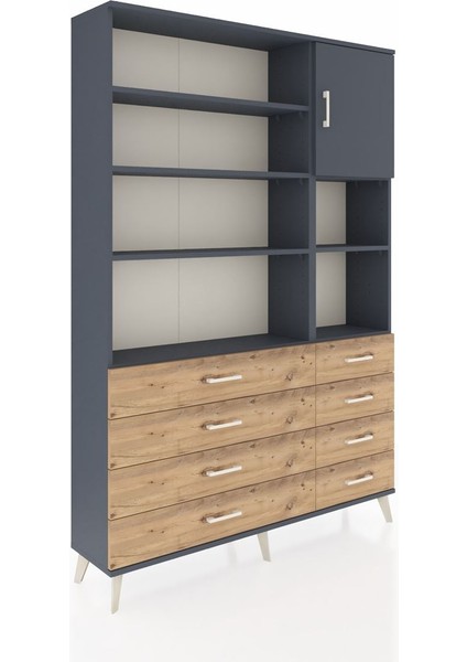 Arges Dolap 8 Raflı 8 Çekmeceli Tek Kapaklı 132X30X195 Antrasit-Antrasit/çam fiyatları
