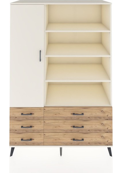 Kronos Dolap 8 Raflı 6 Çekmeceli Tek Kapaklı 132X59X195 Aytaşı-Aytaşı/çam