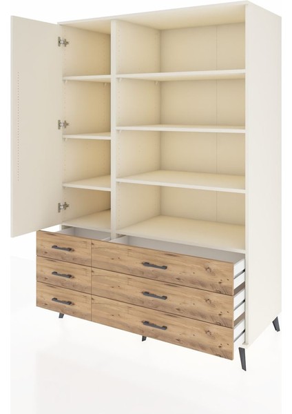 Kronos Dolap 8 Raflı 6 Çekmeceli Tek Kapaklı 132X59X195 Aytaşı-Aytaşı/çam modelleri