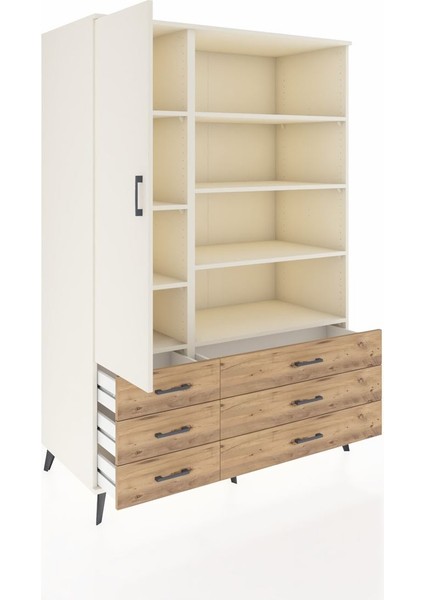 Kronos Dolap 8 Raflı 6 Çekmeceli Tek Kapaklı 132X59X195 Aytaşı-Aytaşı/çam indirimleri