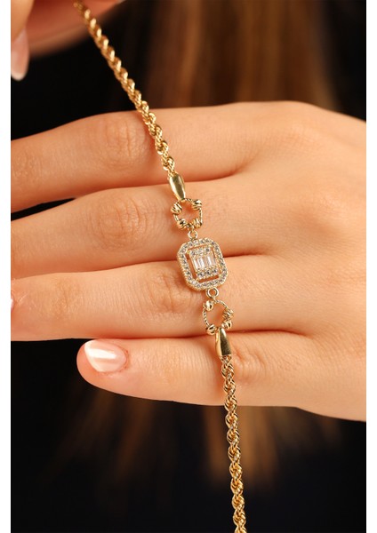 Dorikalı Halatlı Baget Altın Bileklik CGKBLK0354