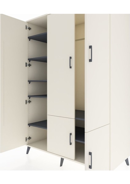 Kronos Dolap 7 Raflı 5 Kapaklı Tek Askılı 132X59X195 Aytaşı-Aytaşı/antrasit fırsatları