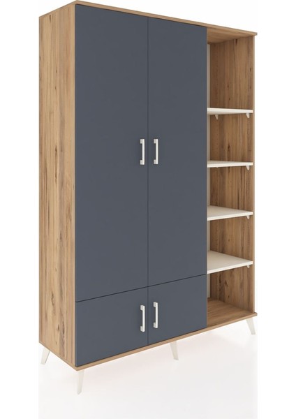 Hyperion Dolap 6 Raflı 4 Kapaklı Tek Askılı 132X44X195 Çam-Antrasit/aytaşı fiyatları